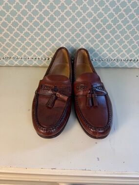 Allen Edmonds Maxfield Tassel Loafers Woven Braided Leather Brown US 13D